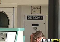 Spying on slut at laundromat in pov