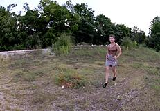 does the thong leotard show off her big ass outdoors?