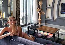 girlfriend uses monster dildo in pov masturbation session