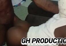 Little african teen slut fucked hard in doggystyle on couch