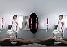 Reality Lovers VR Features a Skinny Petite Latex Android Bent Over