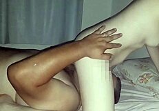 wife sits on husband's face for wet pussy licking