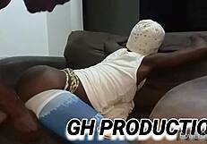 Little african teen slut fucked hard in doggystyle on couch