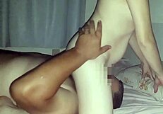 wife sits on husband's face for wet pussy licking