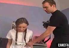 this pigtails teen is getting her pussy licked rough and deep