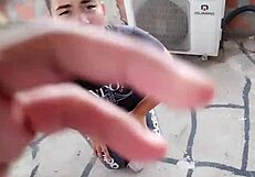 Caught stepsister smoking on rooftop, sucking me off