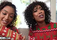 Ebony milf and black teen fuck huge white dick!