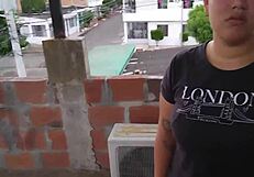 Caught stepsister smoking on rooftop, sucking me off