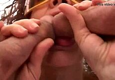 European wife's amateur masturbation session with natural tits