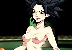 In the Dragon Ball universe, a powerful monster dominates hentai scenes with anime characters in intense encounters.