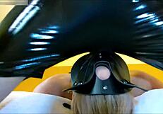 Blonde Endures Backside Throat Fuck in Latex