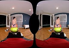 VR porn with American babe exercising in the gym and getting fucked