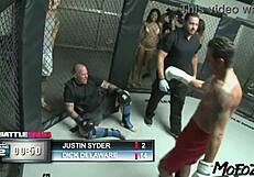 brunette model deepthroats big cock then gets anal and facial after fight