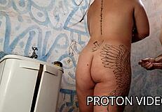 Showering with Hotwife Latina in Steamy Doggy Action