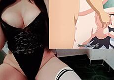 Huge tits bouncing while getting fucked in public