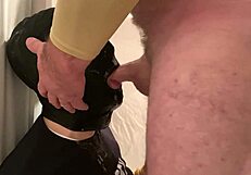 Straight alpha gives sloppy throatfuck to faggot