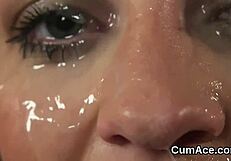 Naughty model gets cum shot on face, gulping all the charge?