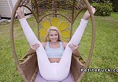 Small boobed blonde amateur gets gang banged by big cock loving perverts