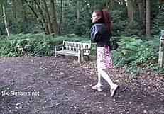 i watch scarlet mature redhead flash pussy and masturbate outdoors