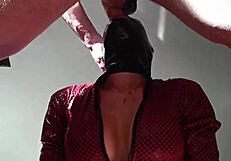 Milf moans intensely during rough fucking in leather catsuit