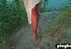 European Milf Kenya Poses Outdoor With Natural Body Exposed