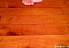 young blonde teen enjoys solo time in white stockings