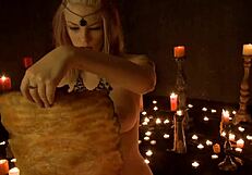 Ritual With Candles And Masturbating In Outdoor Costumes