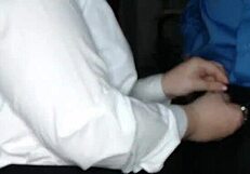 Is the slutty secretary jerking her boss's big cock at work?