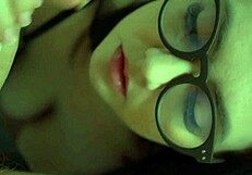 A slutty woman gives her man a blowjob and gets cum in her mouth
