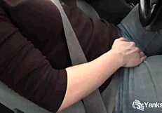 Yanks Beauty Lou Rubs Wet Pussy While Driving