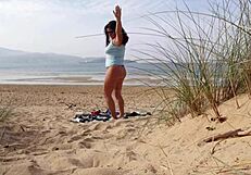 i filmed curvy milf changing and exercising on beach