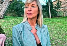 French blonde MILF seeking a threesome partner for some doggy style action