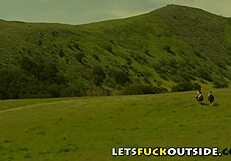 lets fuck outside - cute brunette big boobs public fuck