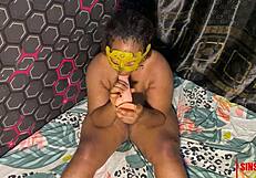 my home alone wife enjoys my huge dildo in her wet pussy