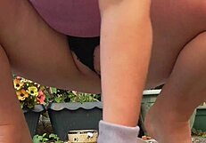 Hot Damn! New Shorts Flashing Ass on Patio!
