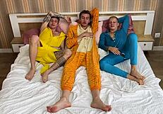 At a Pajama Party, Twinks and Ladyboys Engage in Hardcore Bareback Sex with Monster Cocks