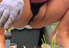 Hot Damn! New Shorts Flashing Ass on Patio!