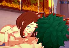 Ochako Uraraka and Izuku Midoriya have intense sex in My Hero Academia hentai