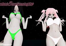 3D animated porn with stepmoms and their friend dancing