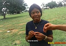 Real Africans - Curvy Ebony Gives Her Bf Deep Blowjob Gonzo Pov