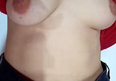 Spanking Natural Tits with Belt