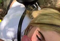 Blonde Teen Deepthroats Jogger on Hiking Trail POV