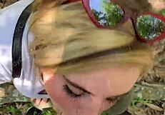 Blonde Teen Deepthroats Jogger on Hiking Trail POV