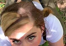 Blonde Teen Deepthroats Jogger on Hiking Trail POV