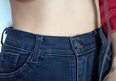 Spanking Natural Tits with Belt