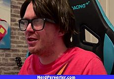 Geek with glasses enjoys blowjob from two girls in homemade threesome