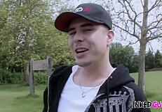 tattooed big tits brunette gets picked up and used