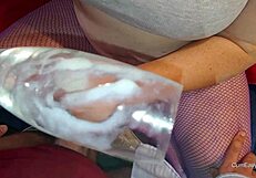 amateur couple engages in up close cum and piss play