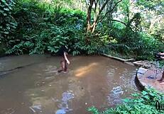 Bruna Black Poses Nude In Stream With Binho Ted