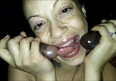 Brook Starr takes on caramel and chocolate cocks slamming my face hard